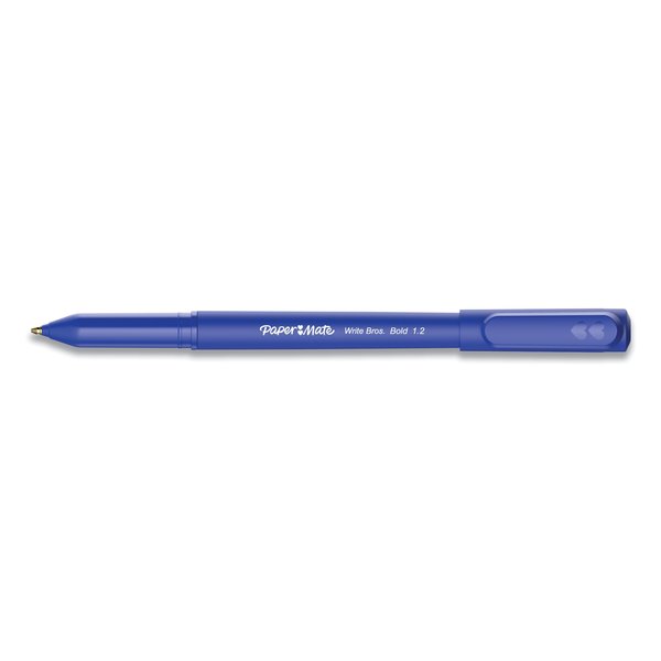 Paper Mate Write Bros. Ballpoint Pen, Stick, Bold 1.2 mm, Blue Ink, Blue Barrel, PK12 PK 2124513